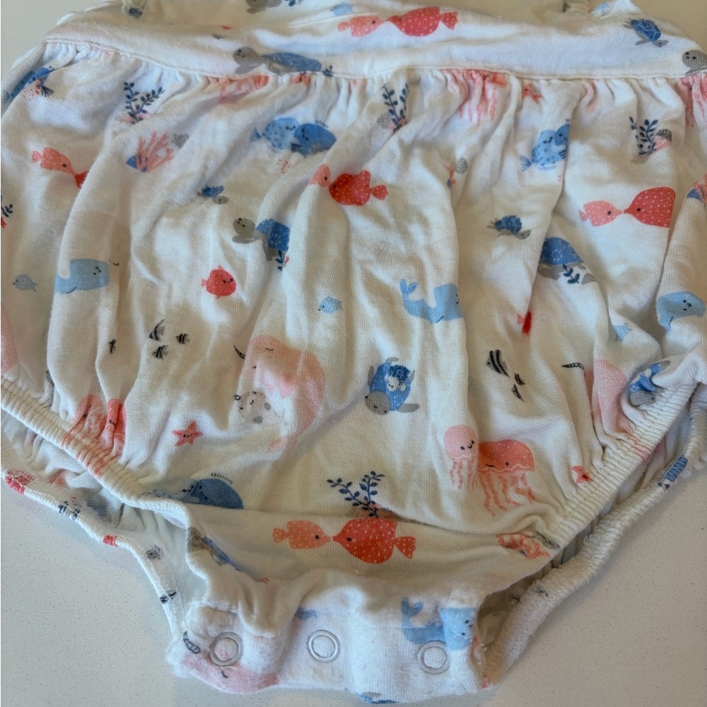 Angel Dear White Romper with Pink and Blue Sea Motif - Picture 3 of 4